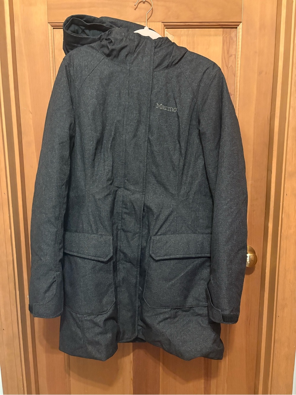Marmot Georgina Featherless Insulated Hooded Parka Jacket Coat in Dark Grey; XL